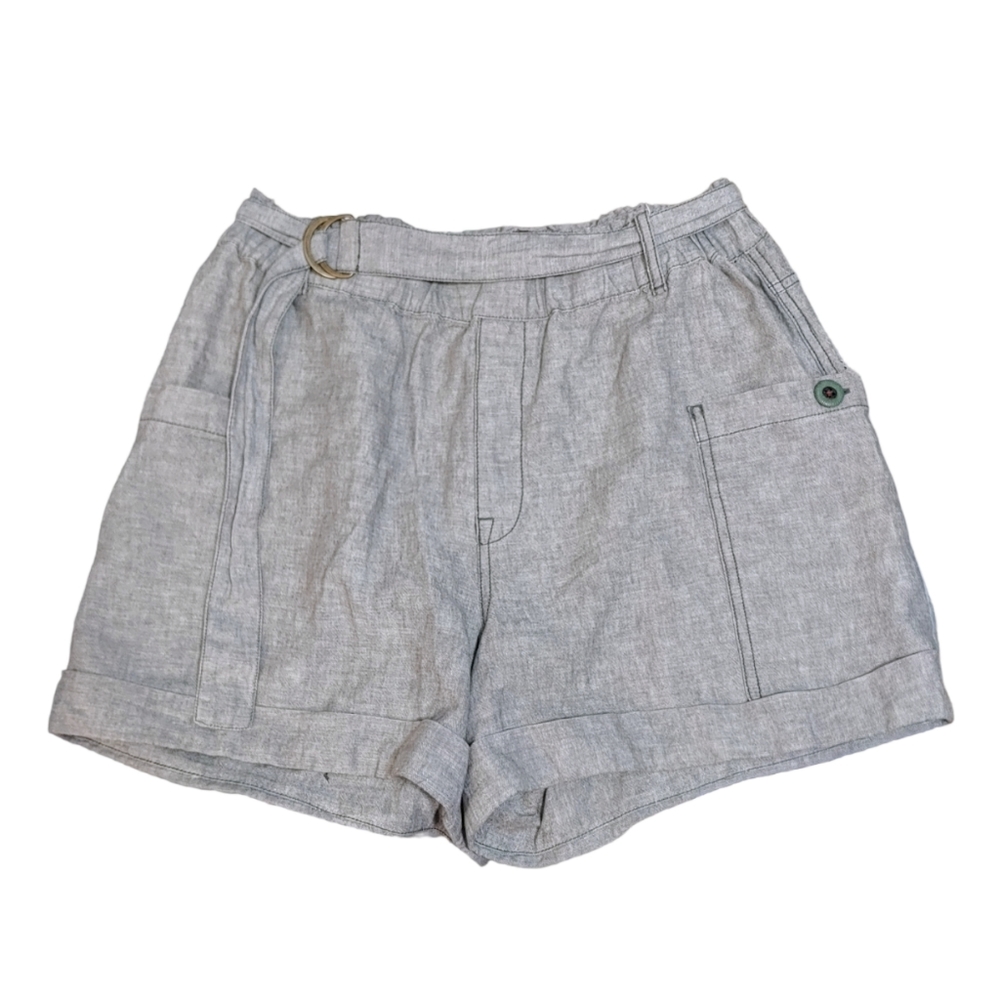 Anthropologie Hei Hei Gray Linen Blend High Waisted Cuffed Shorts Women's Size M